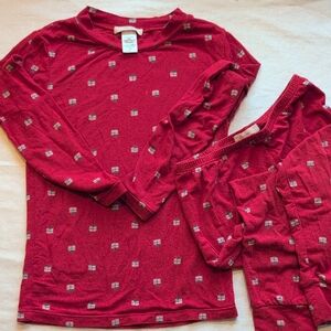 Eberjey Red Long Sleeve Kids Shirt and Pants Set